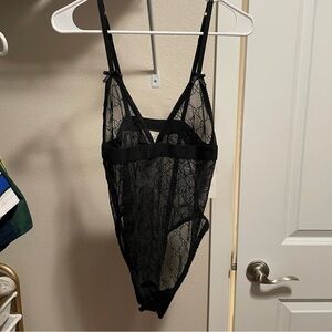 Gucci GG Tulle Black Lace Bodysuit